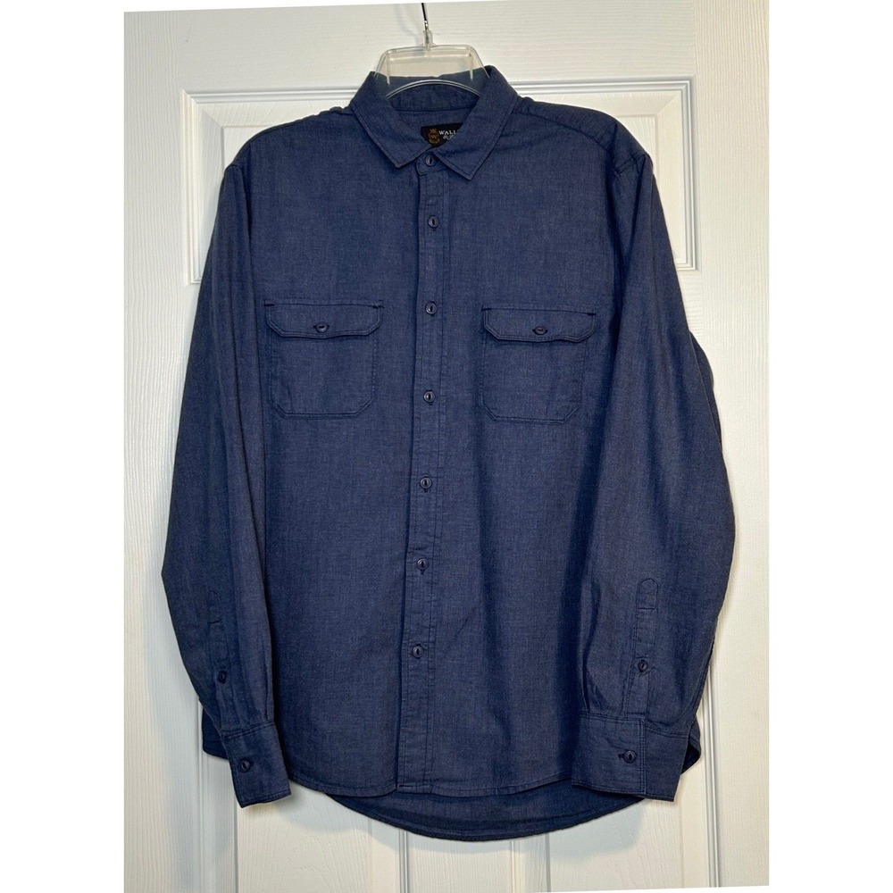 Wallin & Bros Shirt Mens Medium Blue Chambray Button Up Cotton Workwear